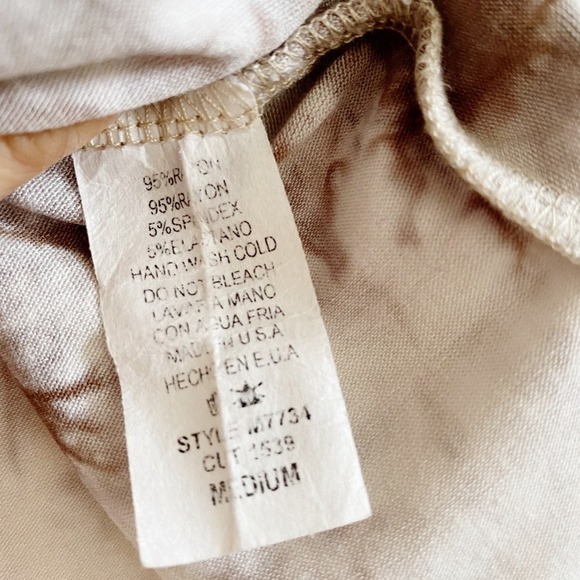 CY Tie Dye Short Sleeve T-Shirt Knotted Relaxed Fit Brown and White Size Medium - Picture 5 of 5